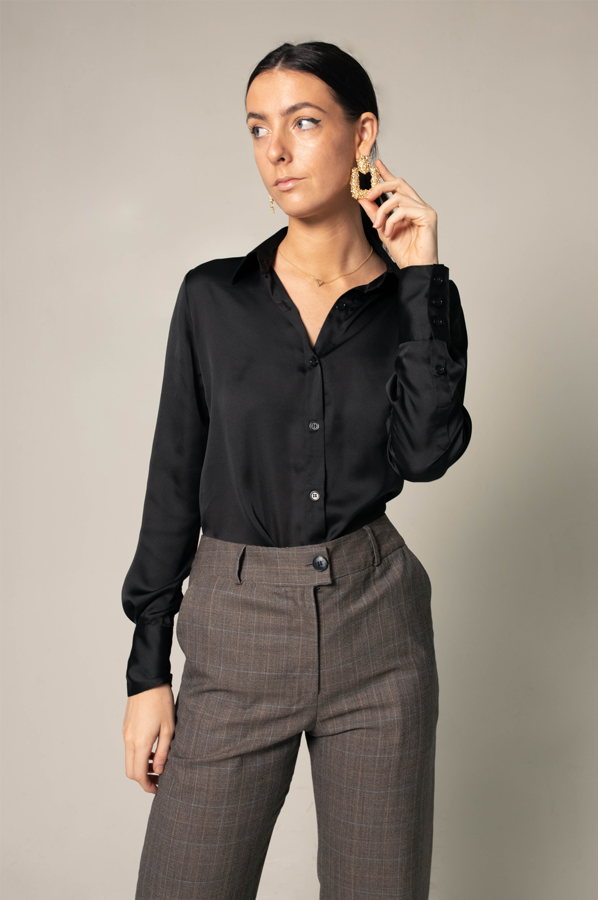 RM Elegance Silk Shirt in Black