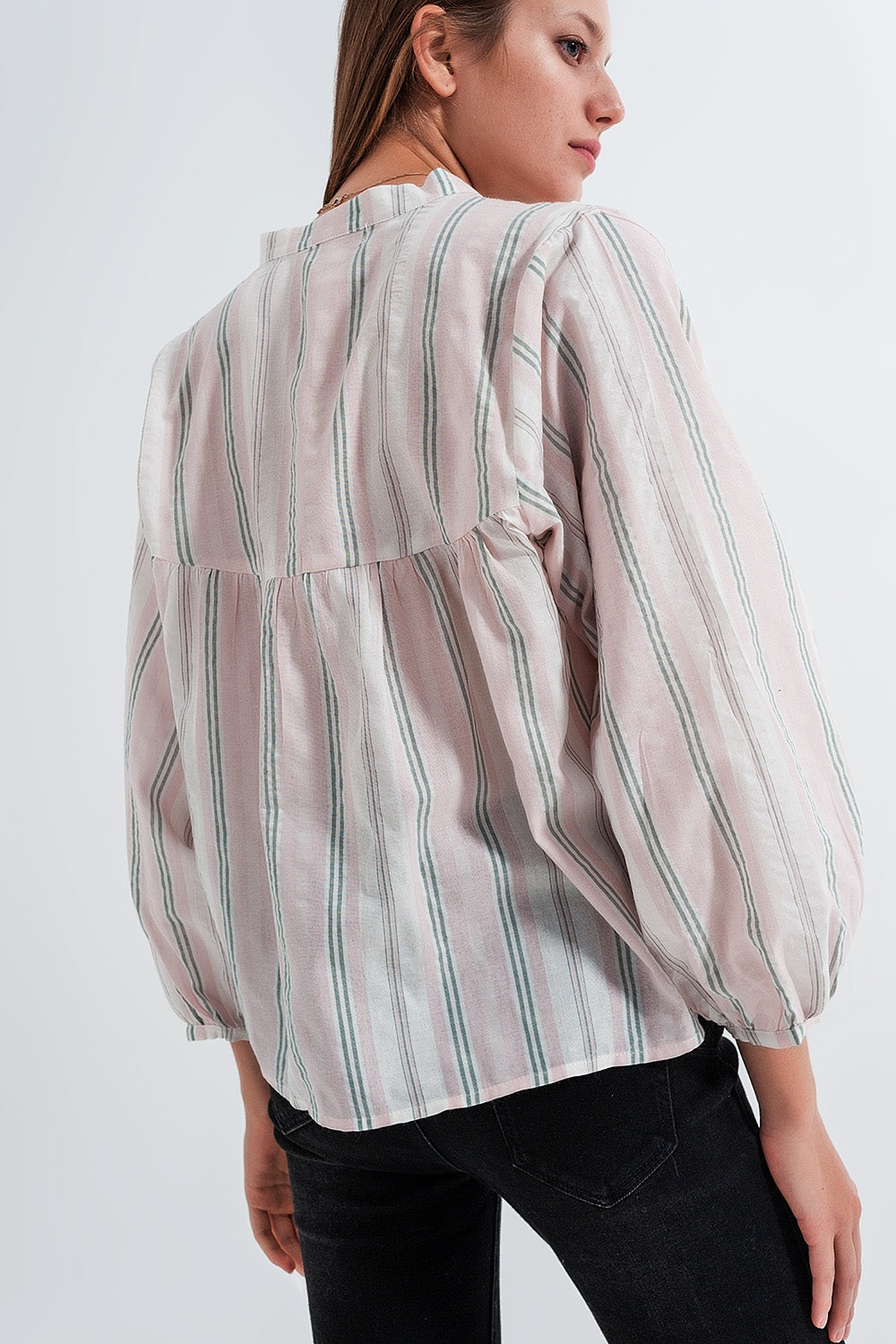 RM Grandad Shirt in Pink Stripe