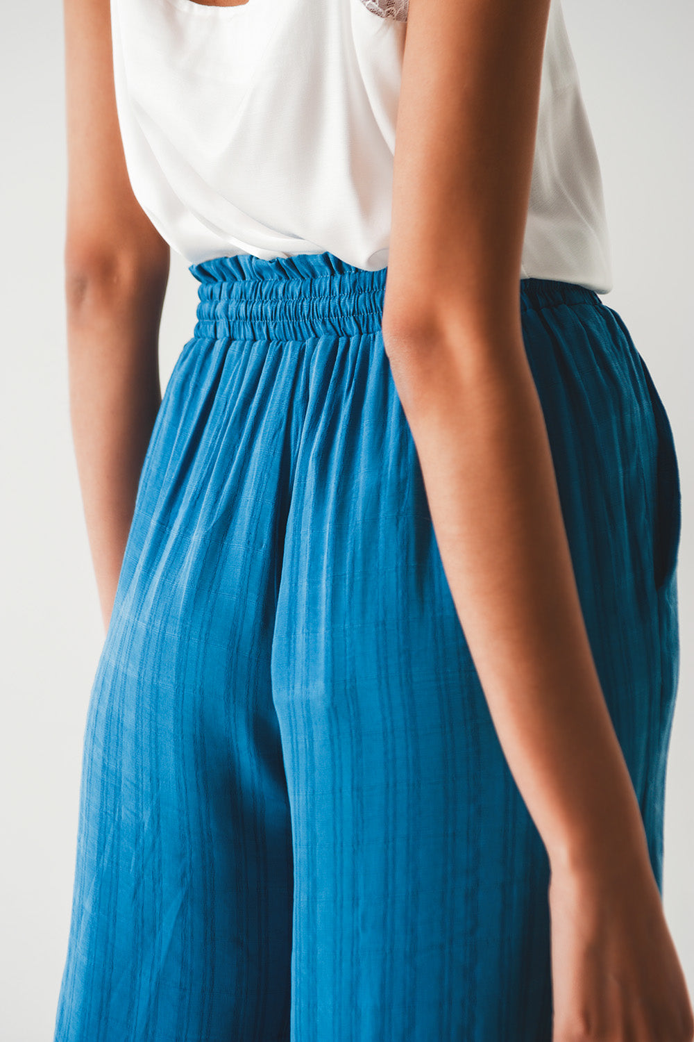 RM - Wide Leg Drawstring Pants in Blue