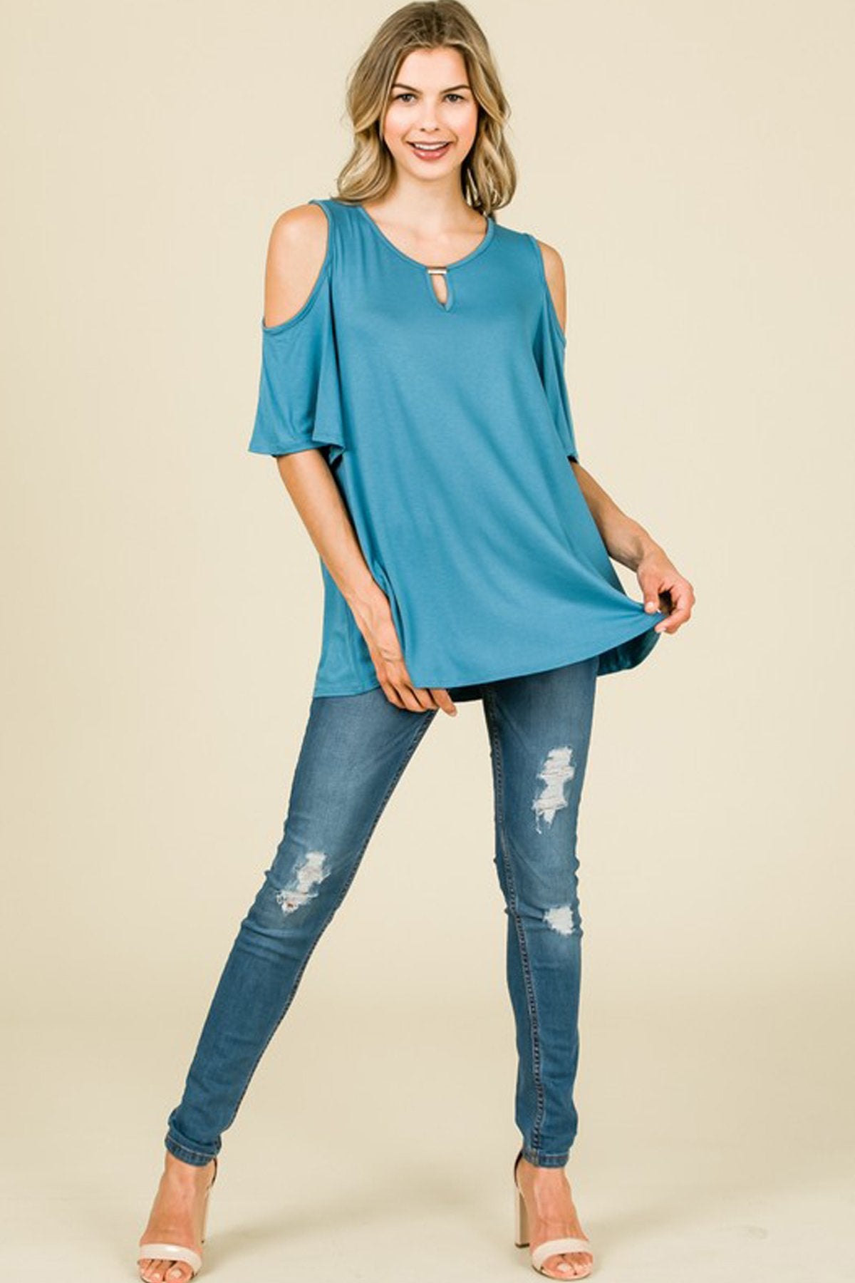 RM Short Sleeve Cold-Shoulder Top