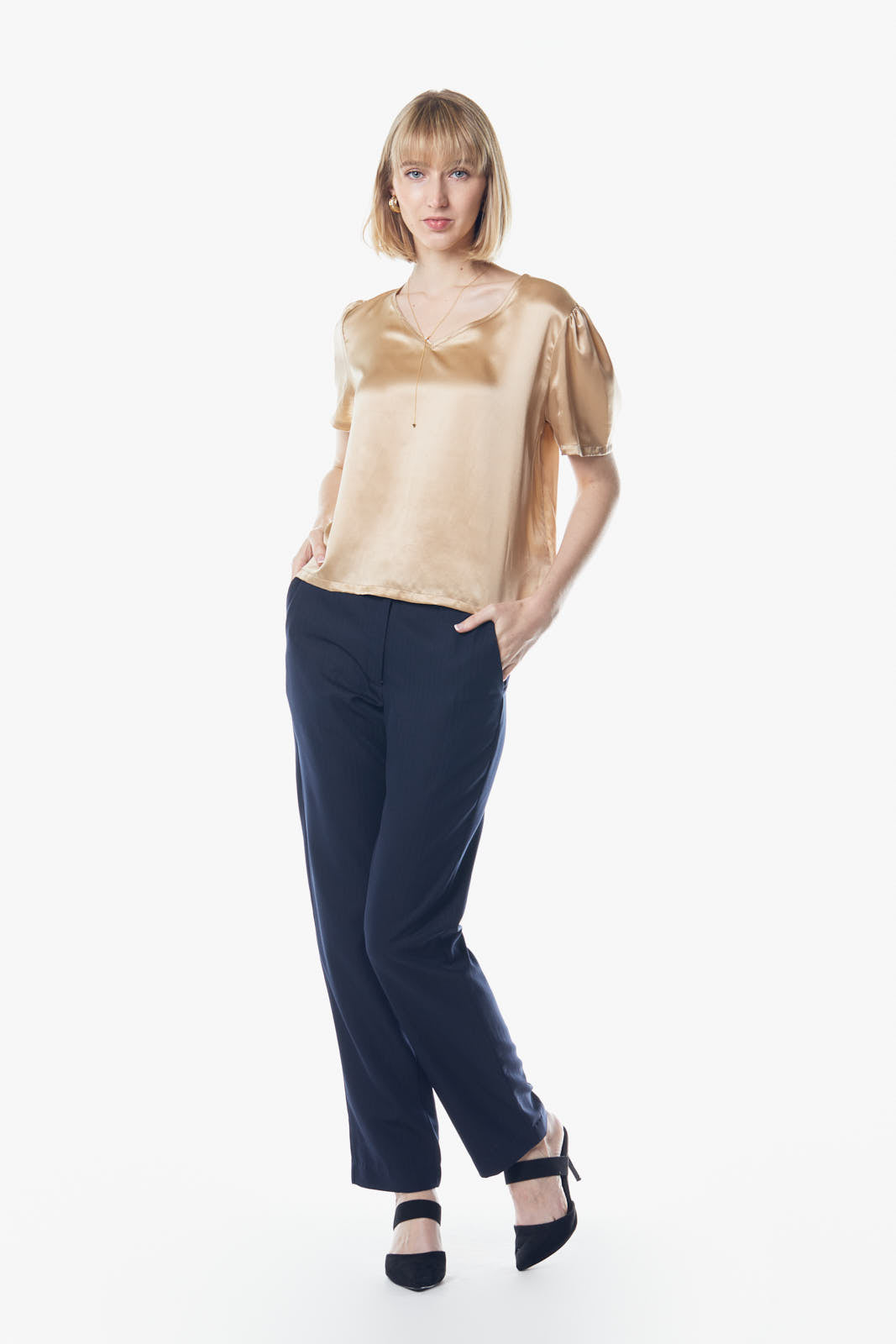 RM Champagne V-Neck Blouse