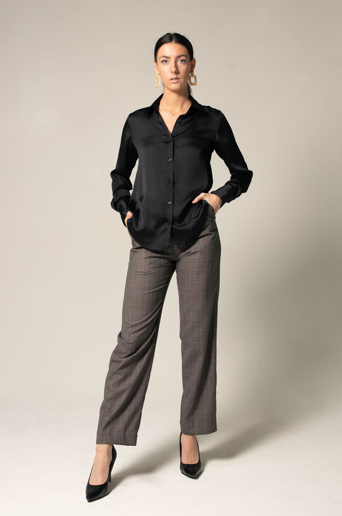 RM Elegance Silk Shirt in Black