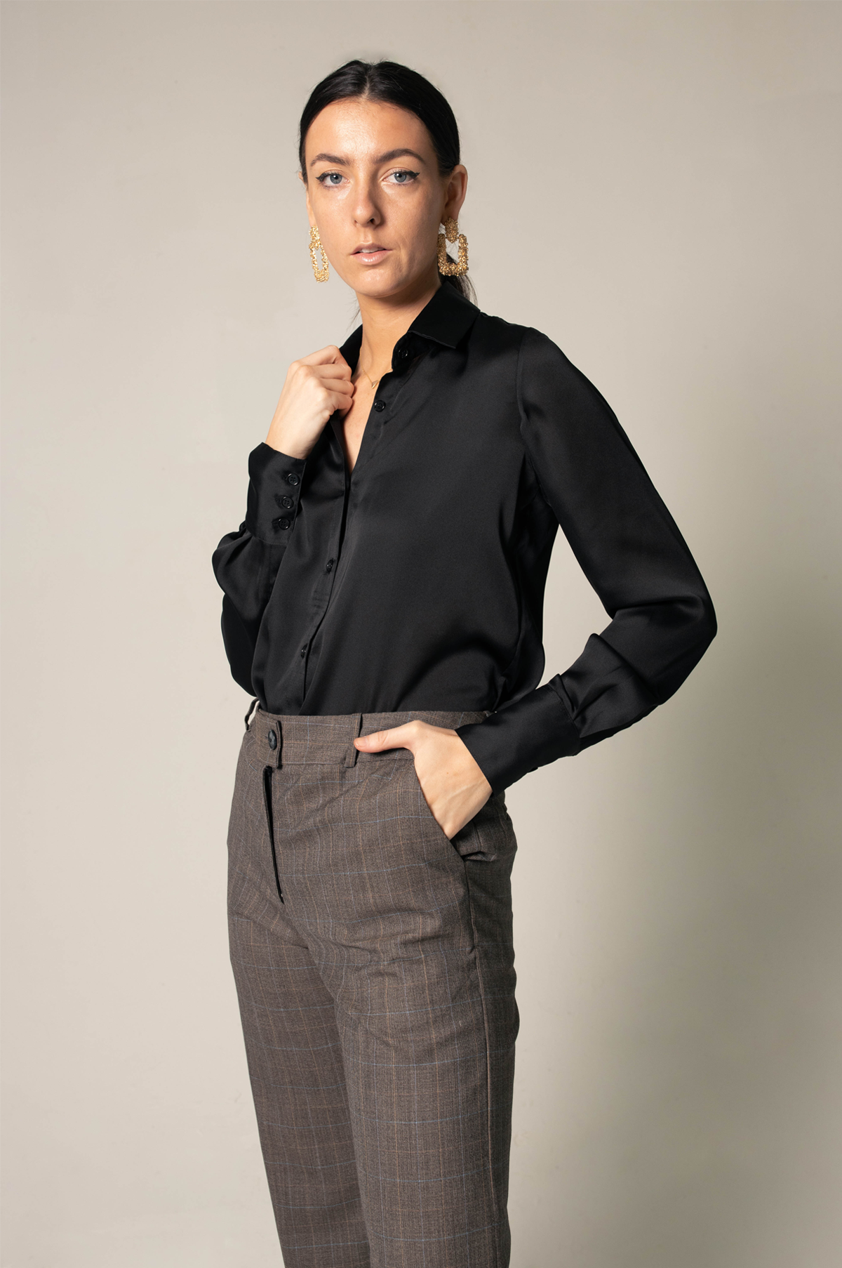 RM Elegance Silk Shirt in Black