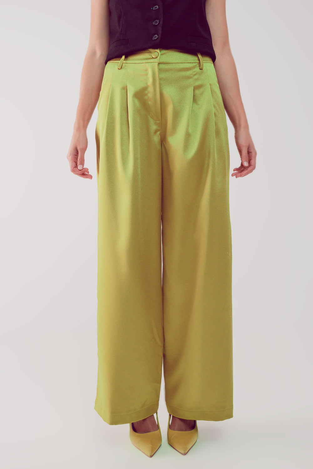 RM - Palazzo Pleated Pants in Acid Lime