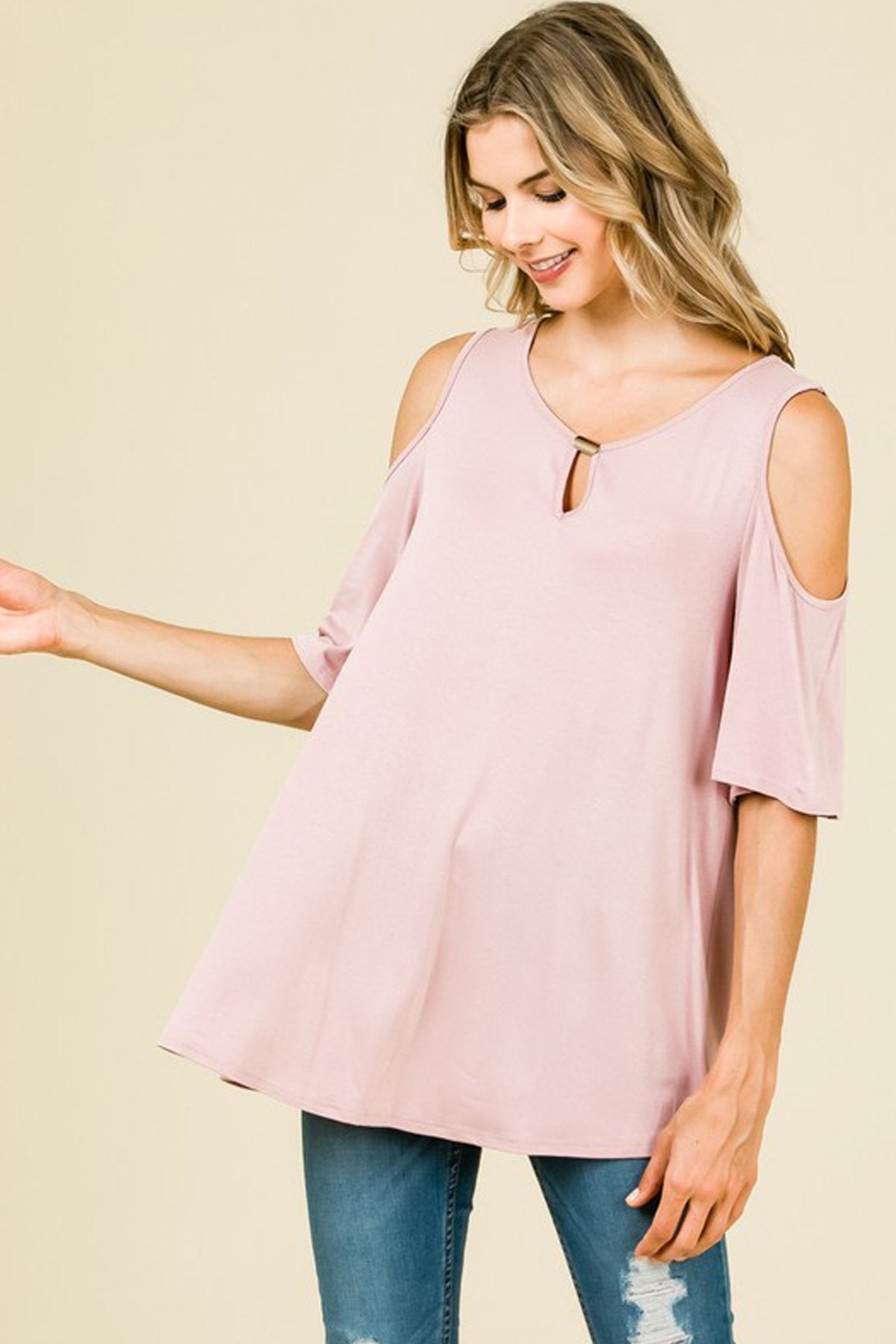 RM Short Sleeve Cold-Shoulder Top