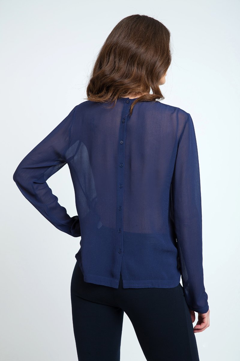 RM Sheer Ethnic Style Top Navy