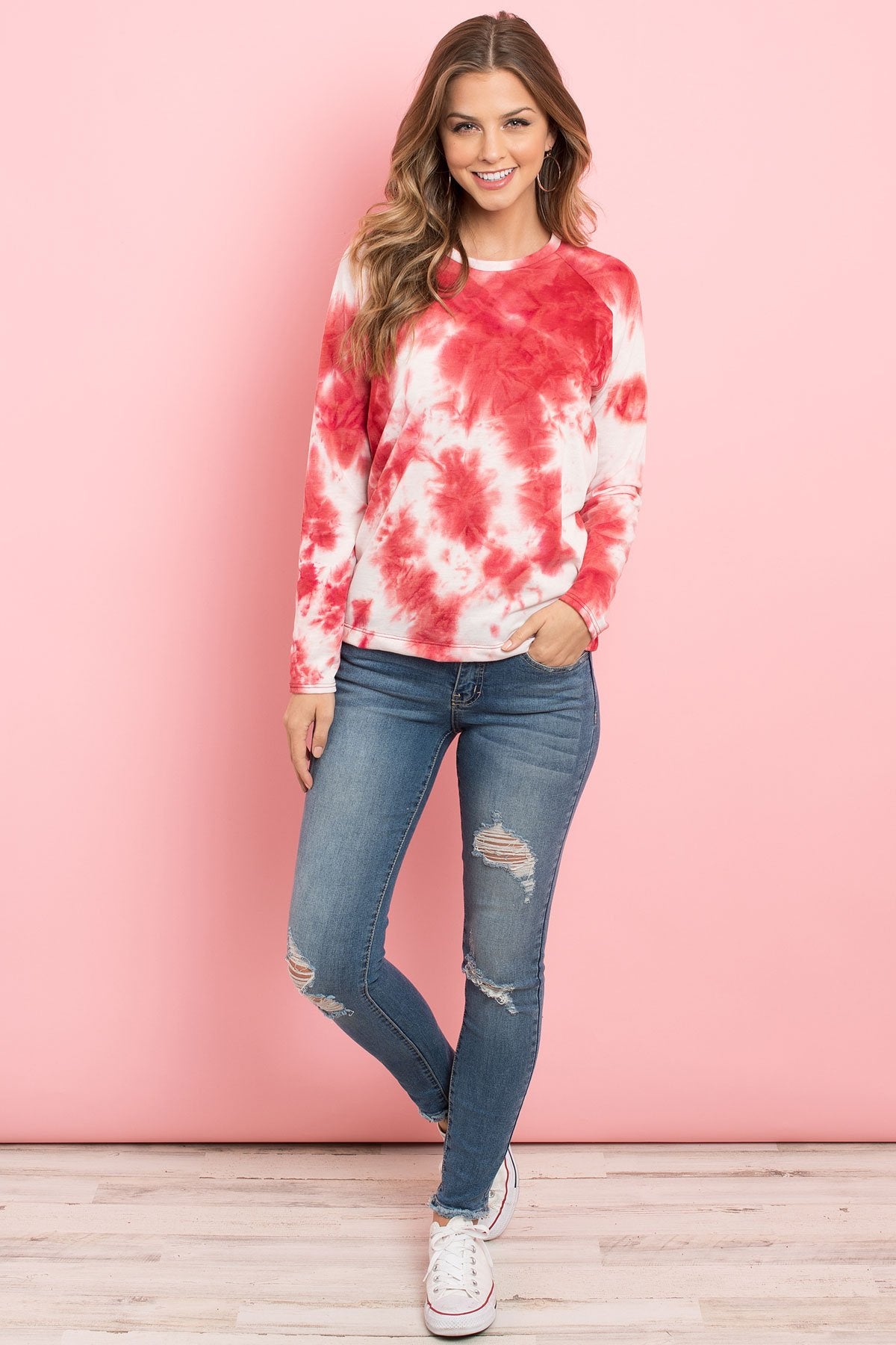 RM Tie Dye Round Neck Long Sleeved Top