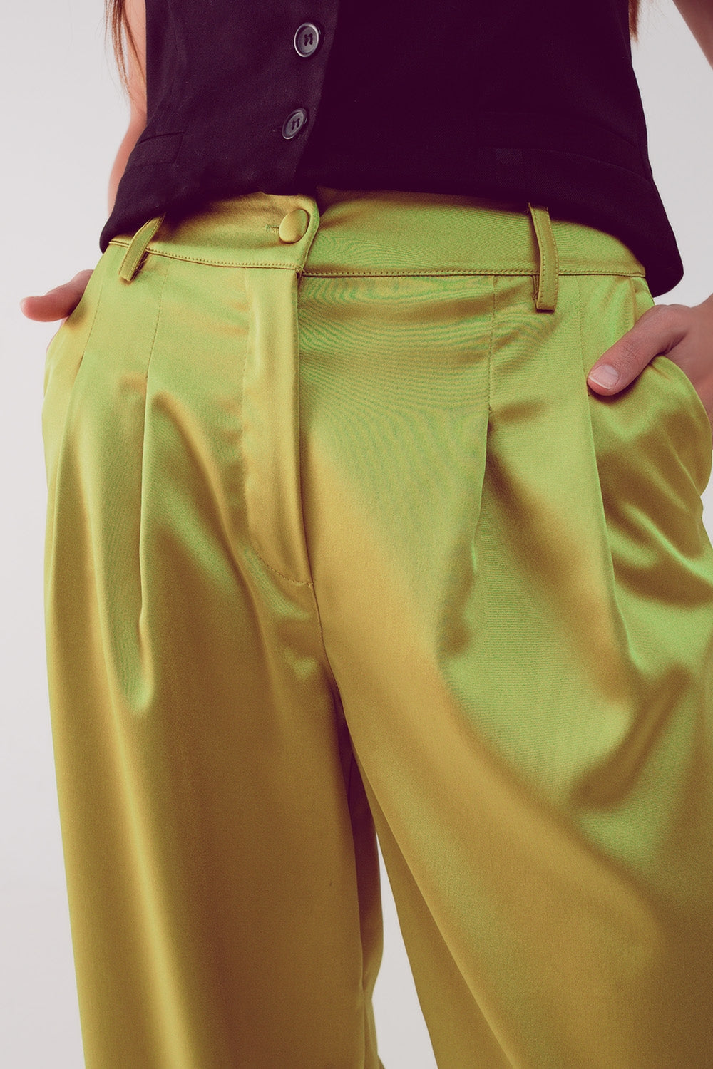 RM - Palazzo Pleated Pants in Acid Lime