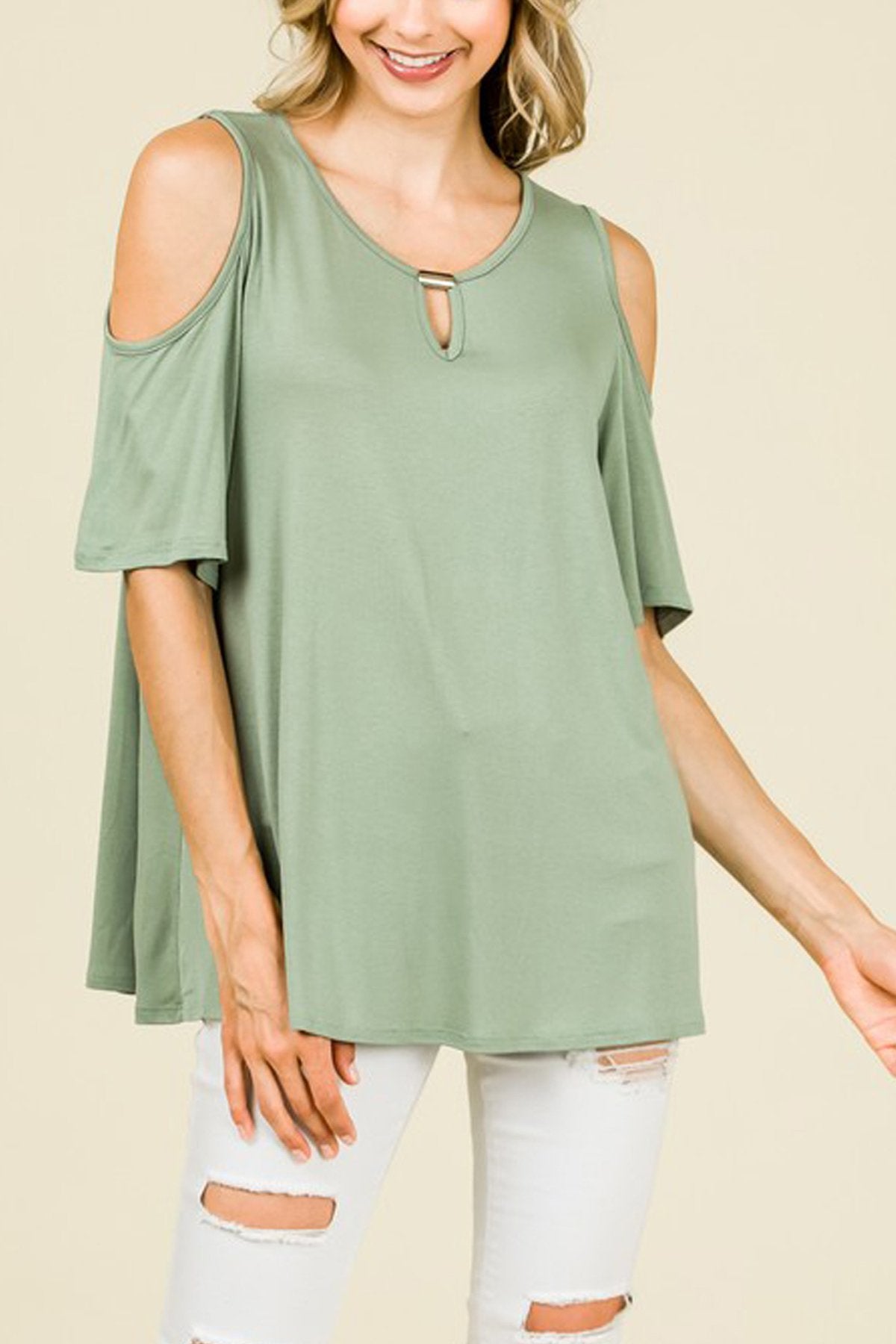 RM Short Sleeve Cold-Shoulder Top