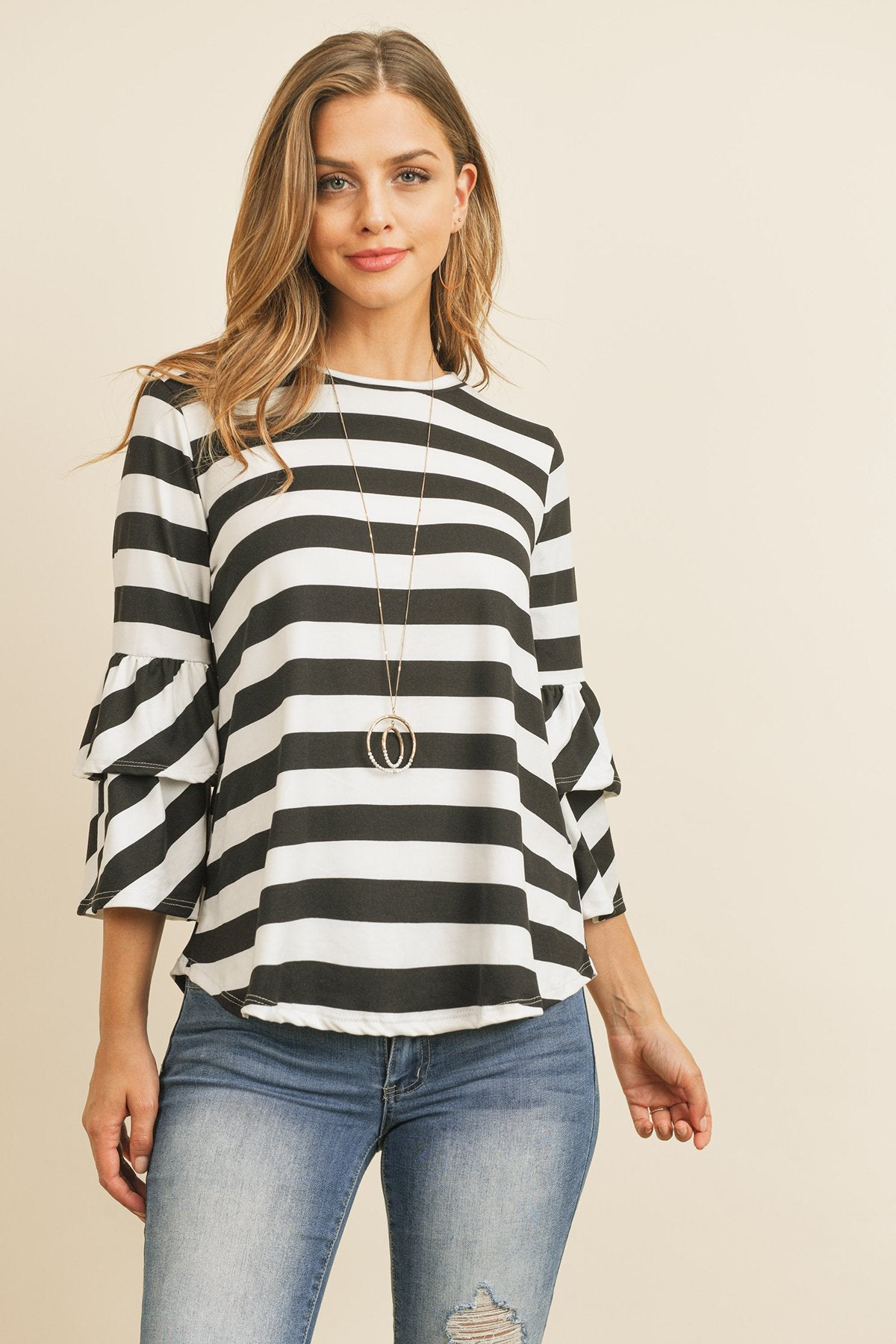 RM Double Ruffle Long Sleeve Top