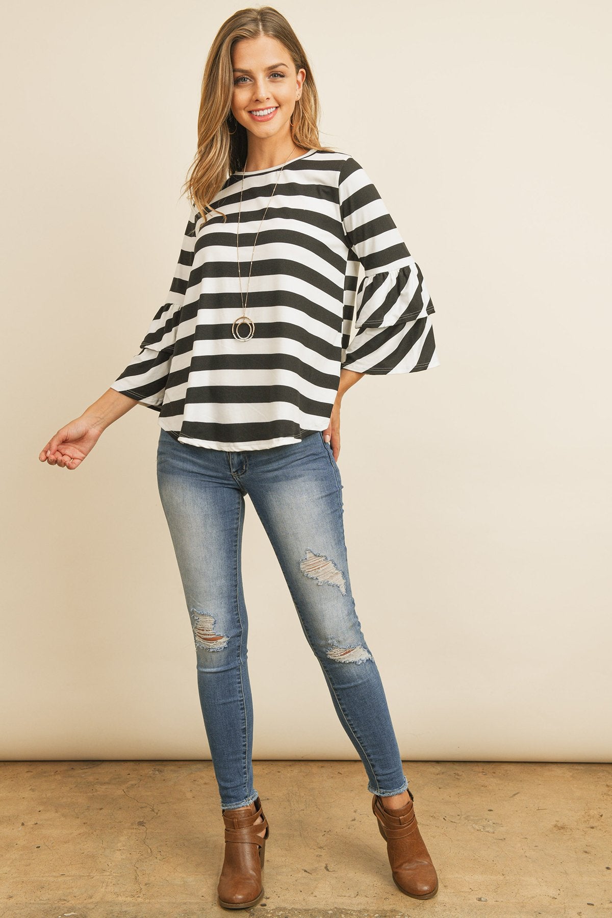 RM Double Ruffle Long Sleeve Top