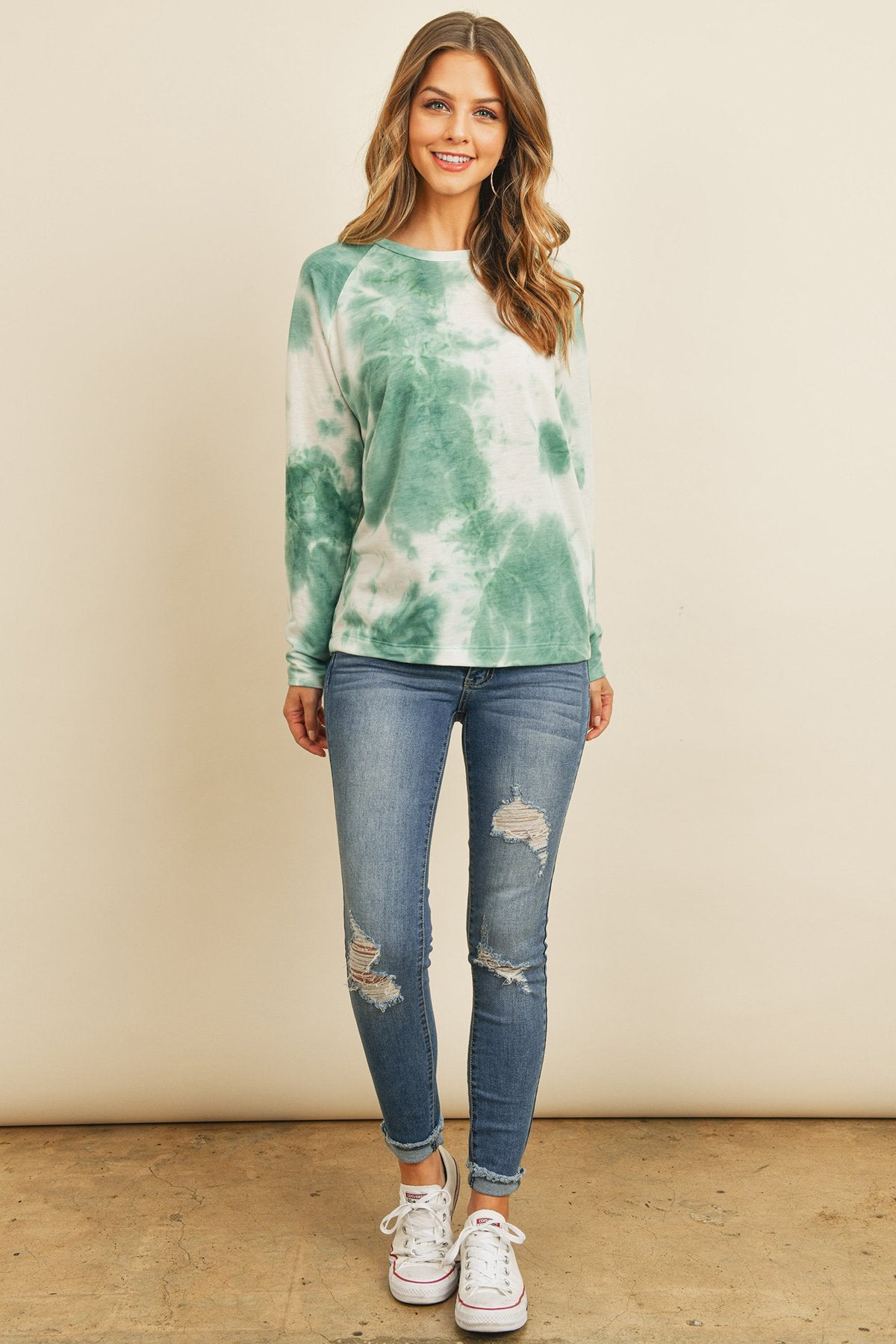 RM Tie Dye Round Neck Long Sleeved Top
