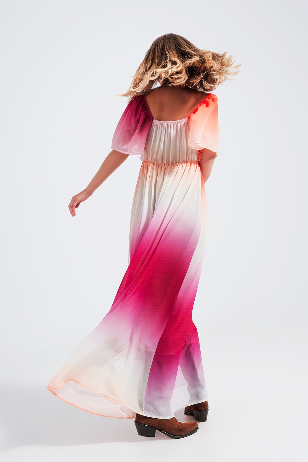 RM Ombre Sweetheart Maxi Dress in Fuchsia