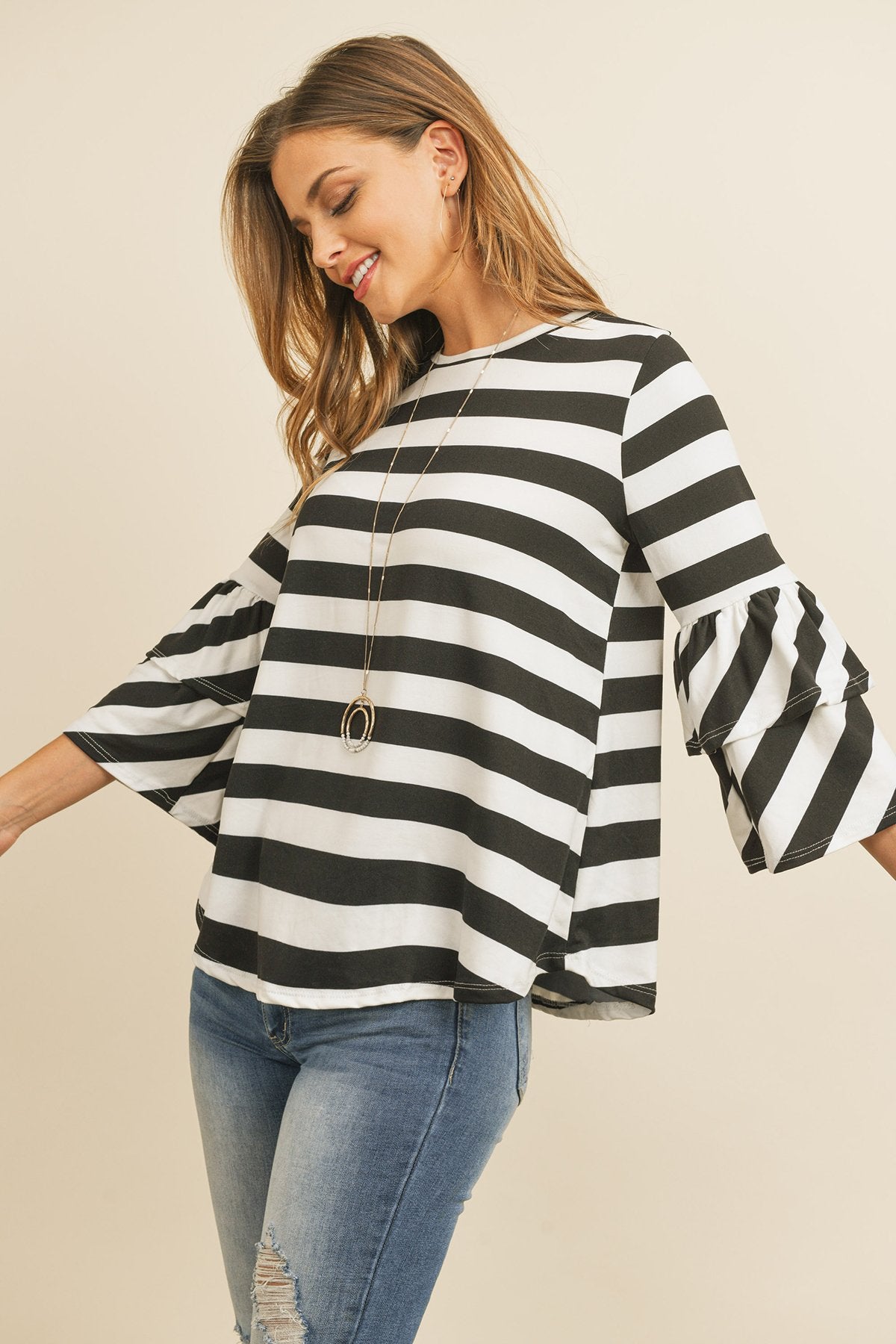 RM Double Ruffle Long Sleeve Top