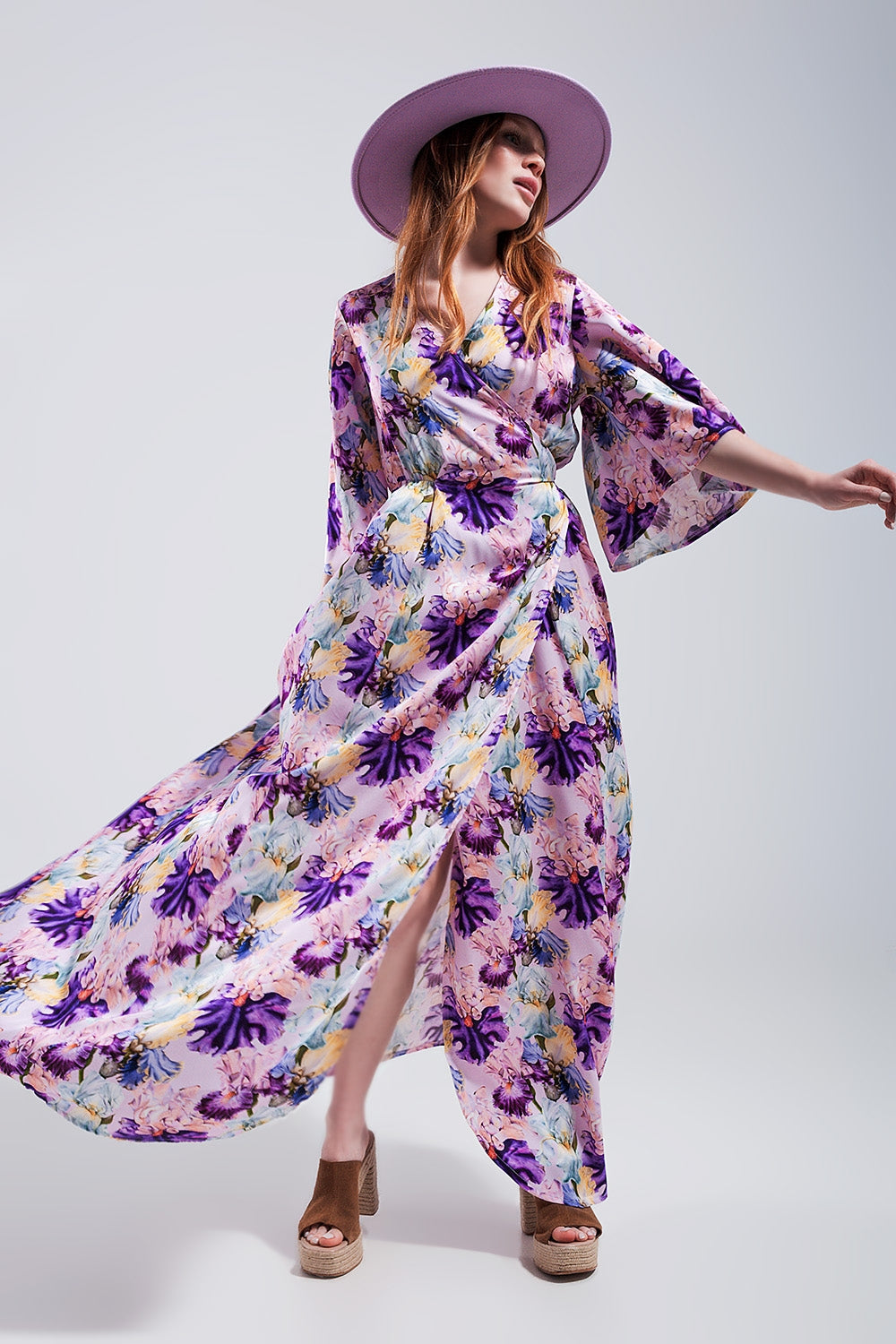 Purple flutter best sale sleeve dress