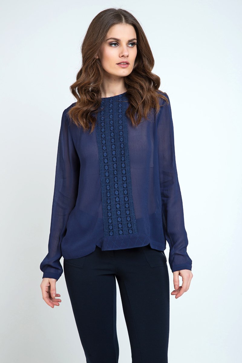 RM Sheer Ethnic Style Top Navy