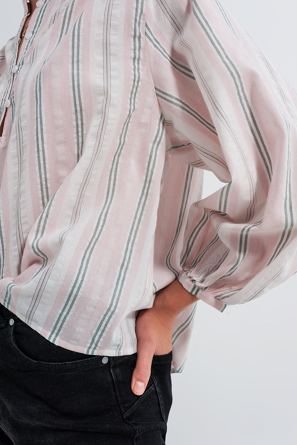 RM Grandad Shirt in Pink Stripe