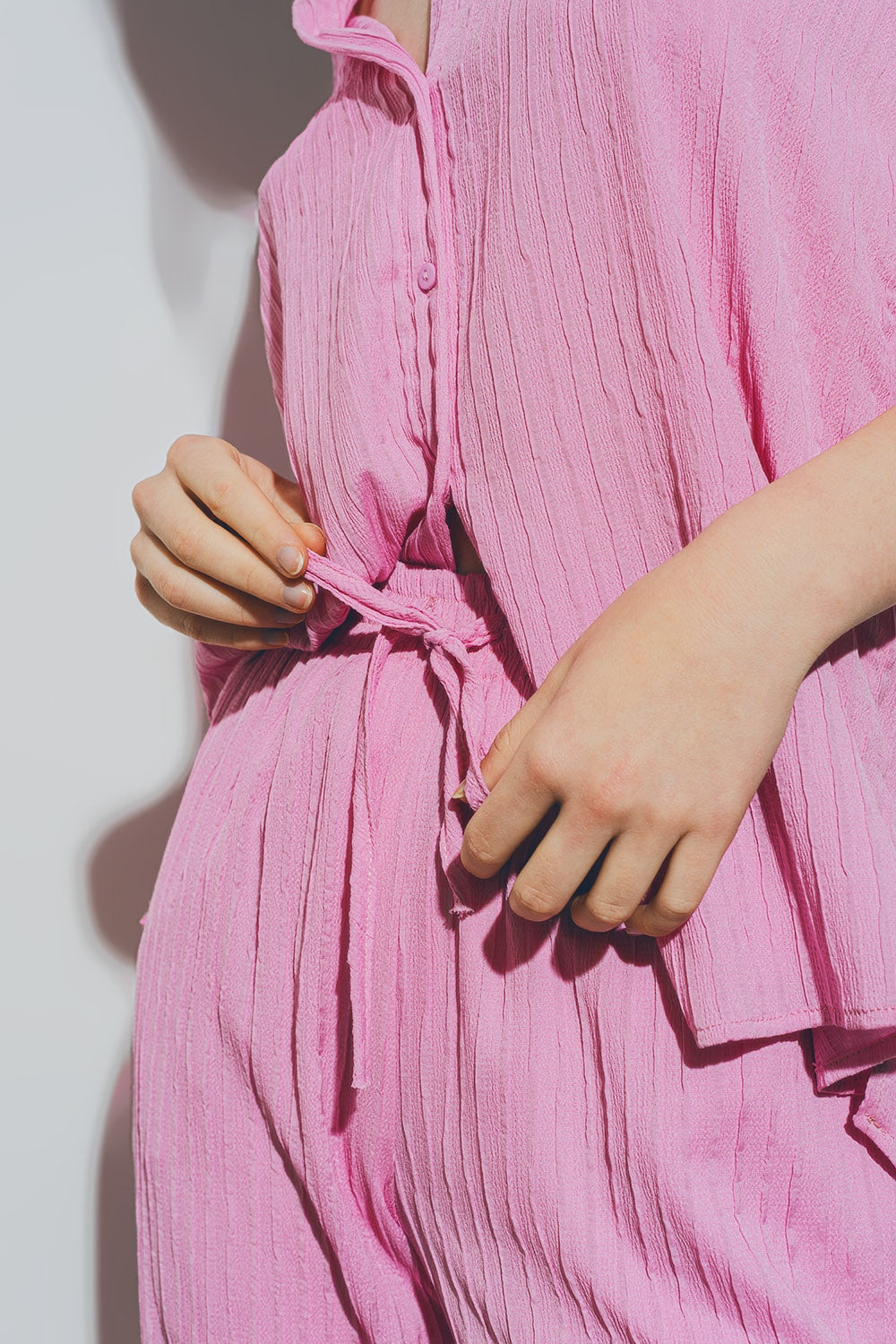 Textured Loose Shirt in Pink